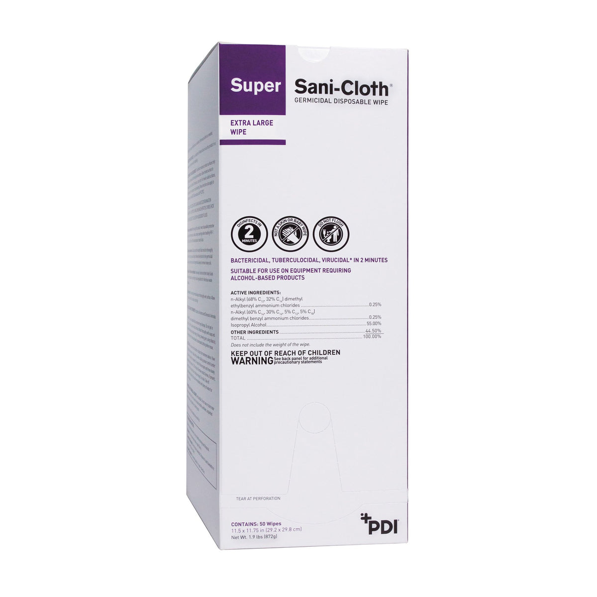 Professional Disposables - Super Sani-Cloth® Surface Disinfectant Cleaner Premoistened Germicidal Manual Pull Wipe 50 Count Individual Packet Alcohol Scent NonSterile [1/EA]