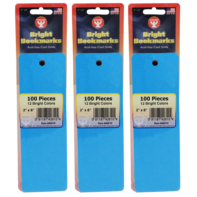 HYGLOSS - Mighty Bright™ Bookmarks, 100 Assorted Colors Per Pack, 3 Packs