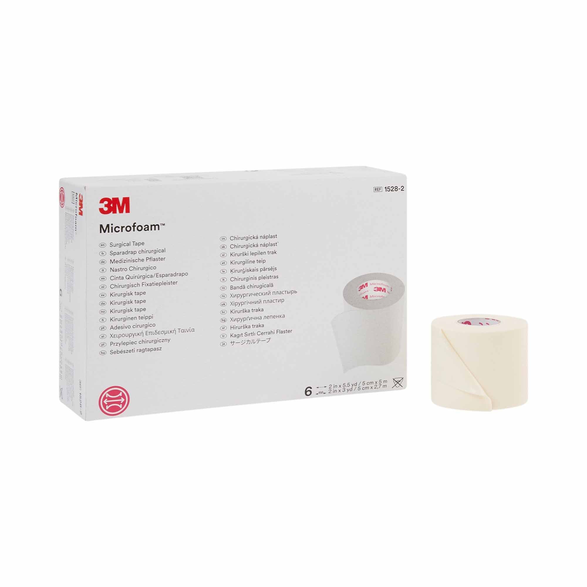 Solventum Corporation - Medical Tape 3M™ Microfoam™ White 2 Inch X 5-1/2 Yard Elastic / Foam NonSterile [6/BX]