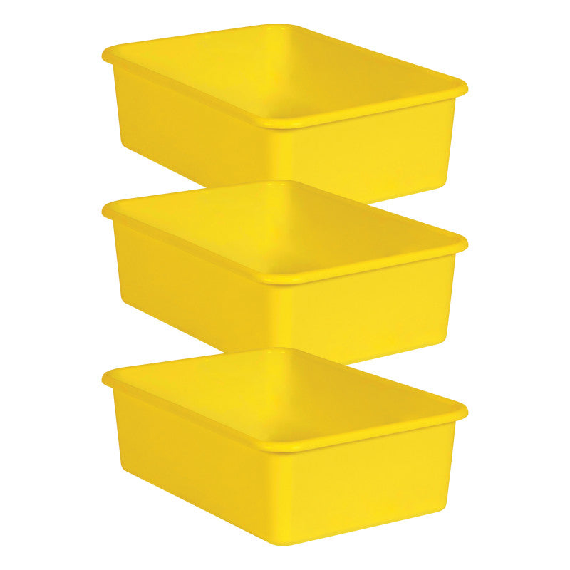 TEACHER CREATED RESOURCES - Yellow Large Plastic Storage Bin, Pack of 3