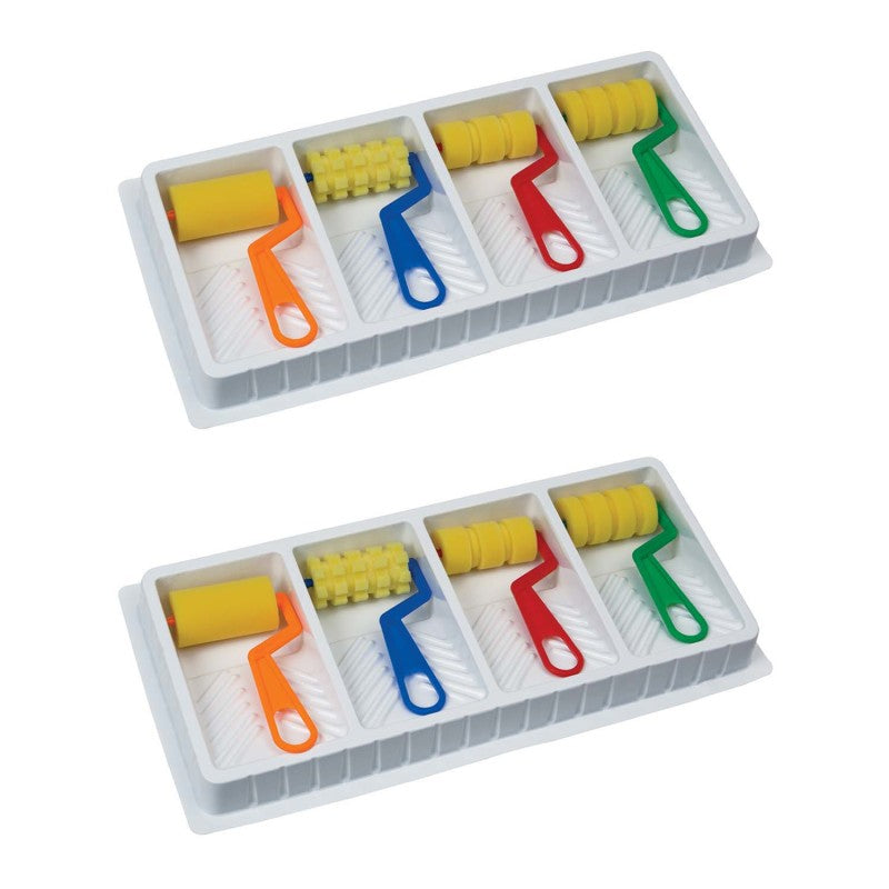 CREATIVITY STREET - Foam Pattern Rollers and Tray, 4 Assorted Patterns, 8-1/2" x 17" Tray, 2 Sets