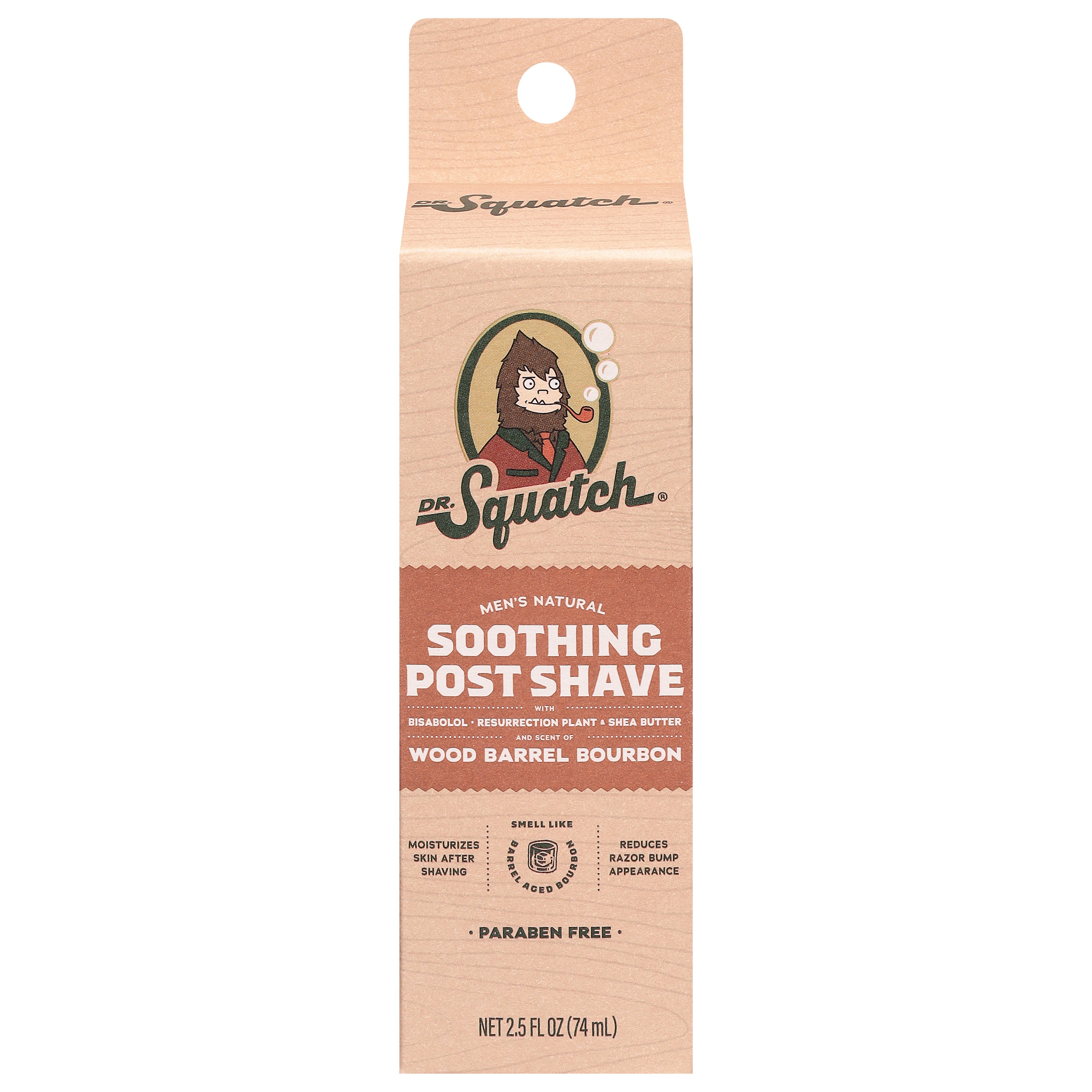 Dr. Squatch Men's Natural Soothing Wood Barrel Bourbon Post Shave with Bisabolol Resurrection Plant & Shea Butter 2.5 fl oz - Case of 1