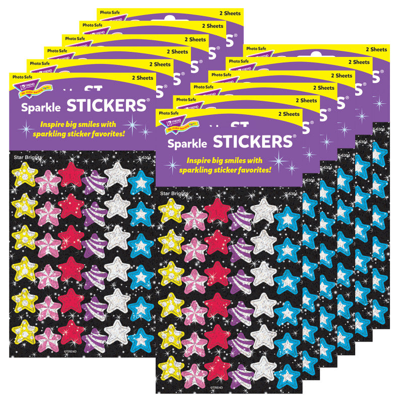 TREND - Star Brights Sparkle Stickers®, 72 Per Pack, 12 Packs