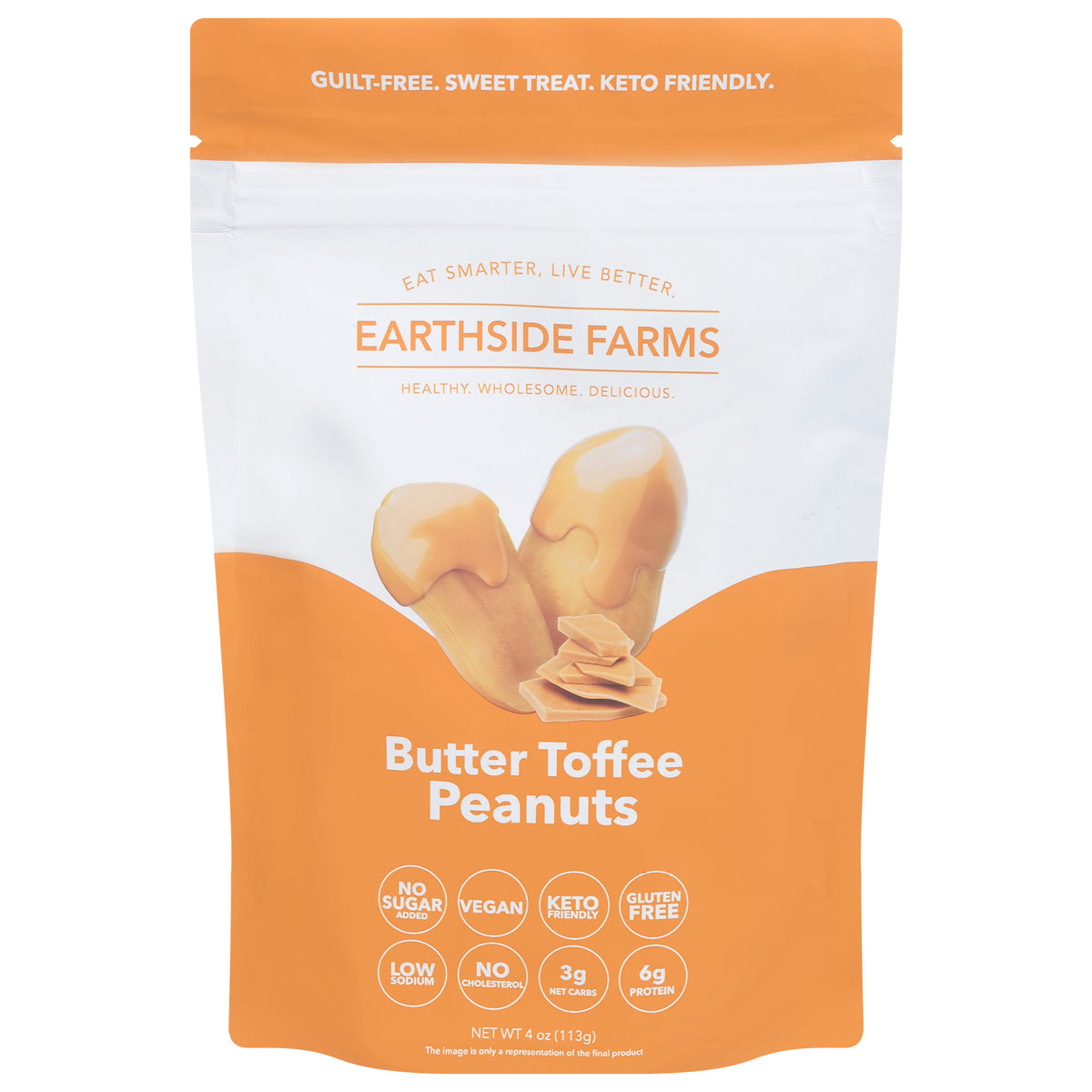 Earthside Farms Butter Toffee Peanuts 4 oz - Case of 10