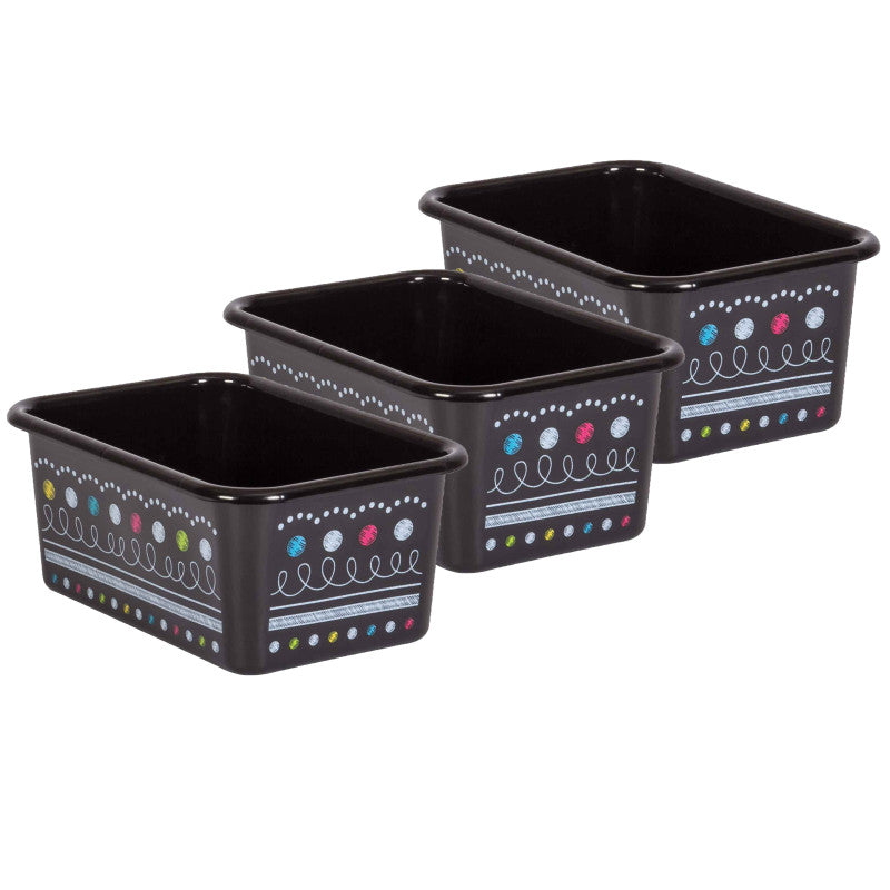 TEACHER CREATED RESOURCES - Chalkboard Brights Small Plastic Storage Bin, Pack of 3