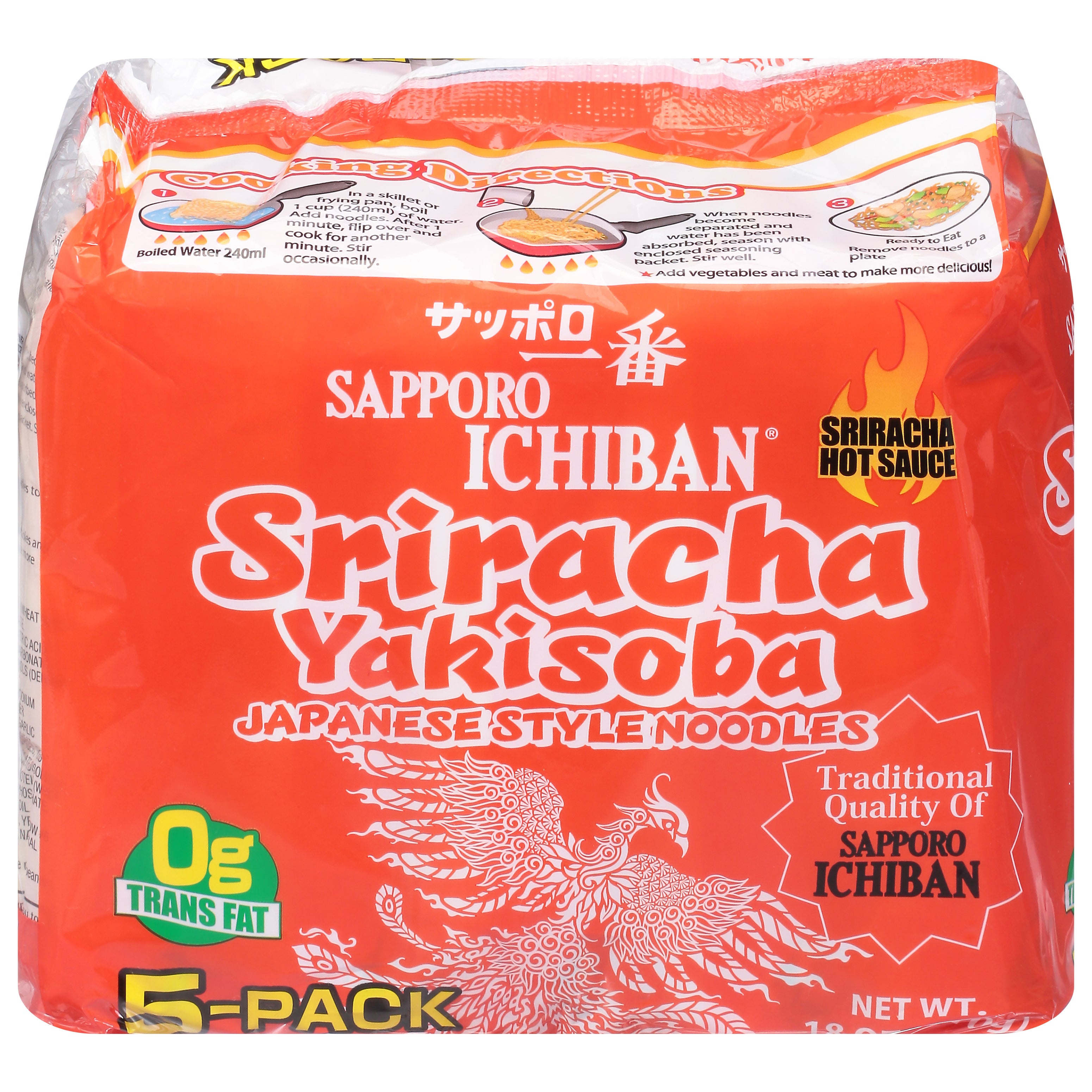 Sapporo Ichiban Japanese Style Sriracha Yakisoba Noodles 5 ea - Case of 6