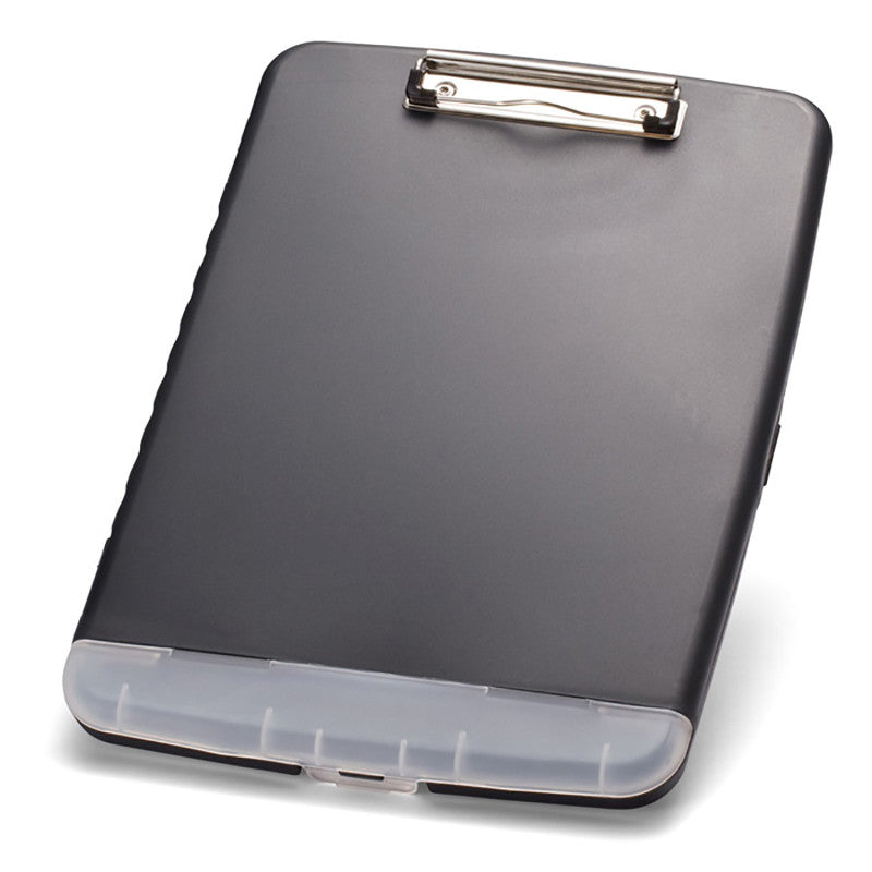 OFFICEMATE - Slim Clipboard with Storage Box, Low Profile Clip & Storage Compartment, Charcoal