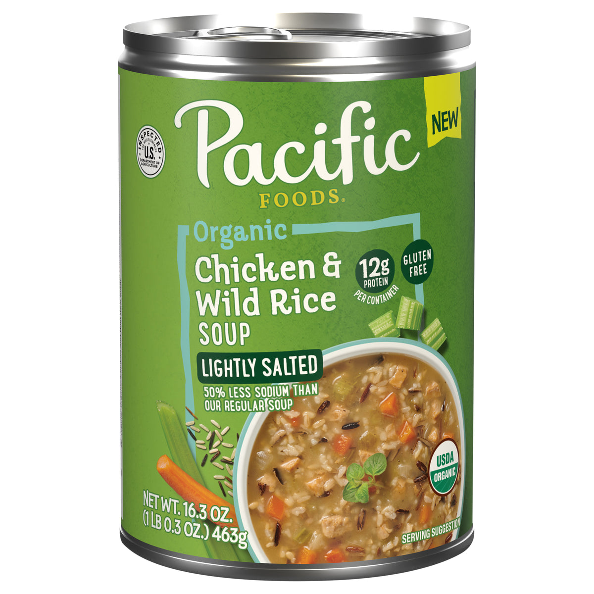 Pacific Foods Organic Lightly Salted Chicken & Wild Rice Soup 16.3 oz - Case of 12
