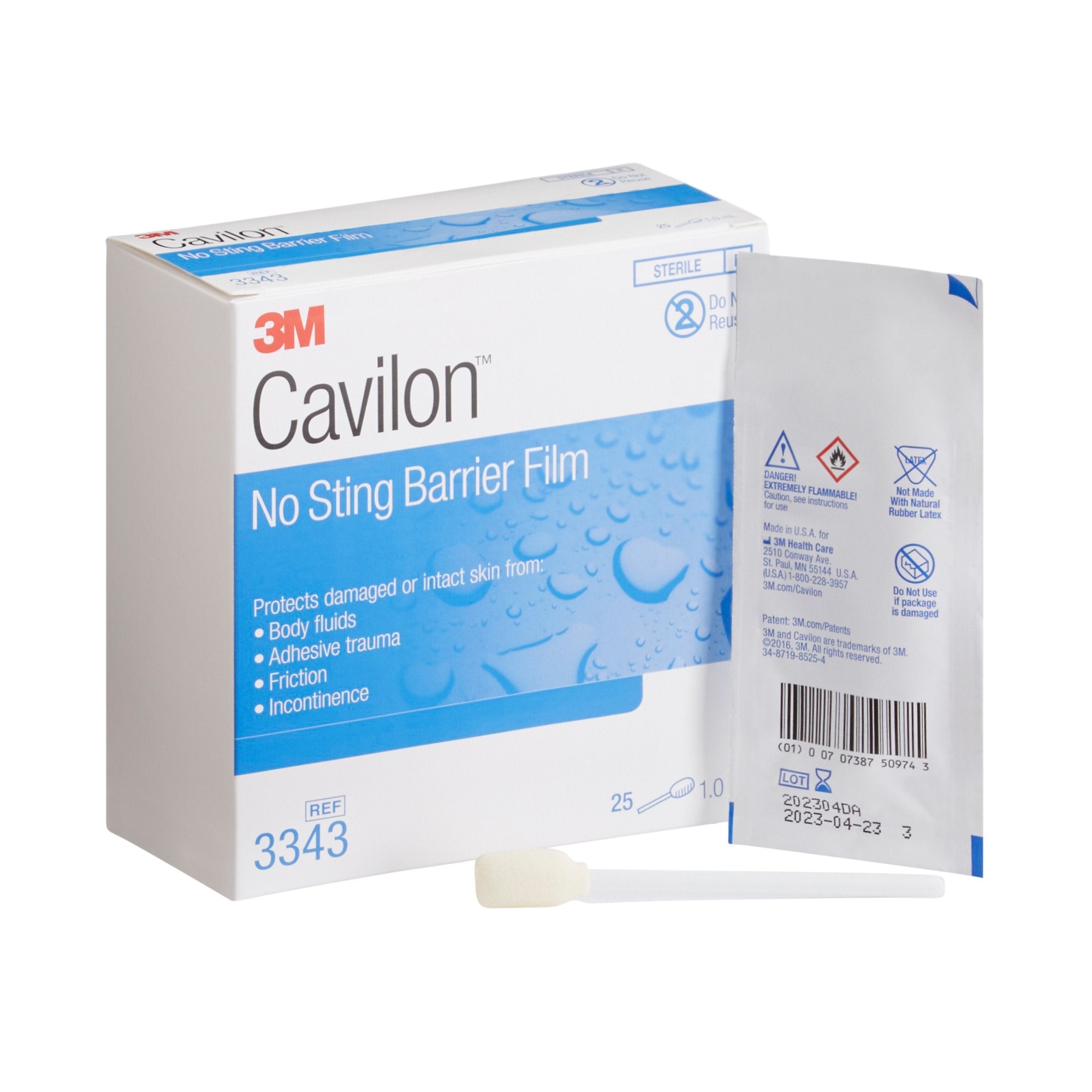 Solventum Corporation - Skin Barrier Applicator 3M™ Cavilon™ No Sting 26 to 62% Strength Hexamethyldisiloxane / Isooctane / Acrylate Terpolymer / Polyphenylmethylsiloxane Individual Packet Sterile [1/EA]