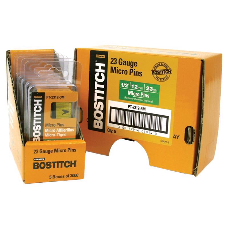 STANLEY BOSTITCH - Bostitch 1/2 in. 23 Ga. Paper Strip Coated Pin Nails 3,000 pk
