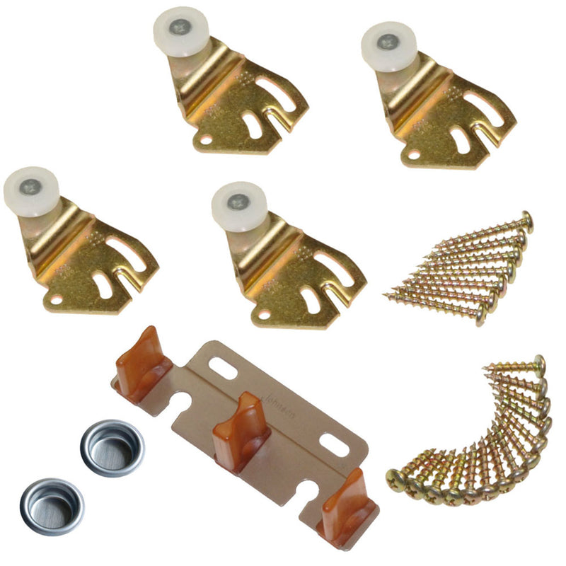 JOHNSON HARDWARE - Johnson Hardware Brass-Plated Brown/White Metal By-Pass Part Set 50 pc