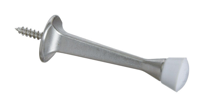 NATIONAL HARDWARE - National Hardware Zinc w/Rubber Tip Satin Nickel Silver Rigid Door Stop Mounts to wall [N830-137]