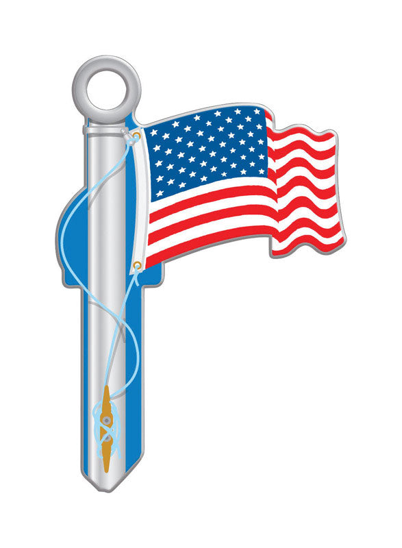 LUCKY LINE - Lucky Line American Flag House Key Blank Single For Schlage - Case of 5