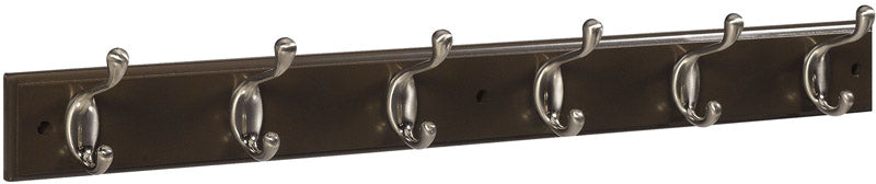 NATIONAL HARDWARE - National Hardware 27 in. L Satin Nickel Wood Hook Rack 1 pk