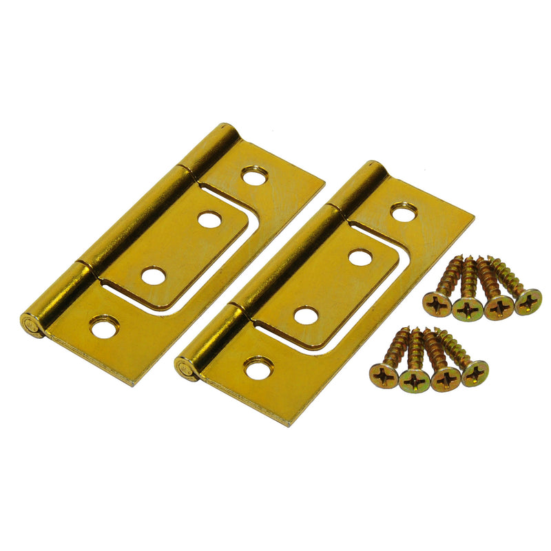 JOHNSON HARDWARE - Johnson Hardware Brass-Plated Non-Mortise Hinge Set 2 pk