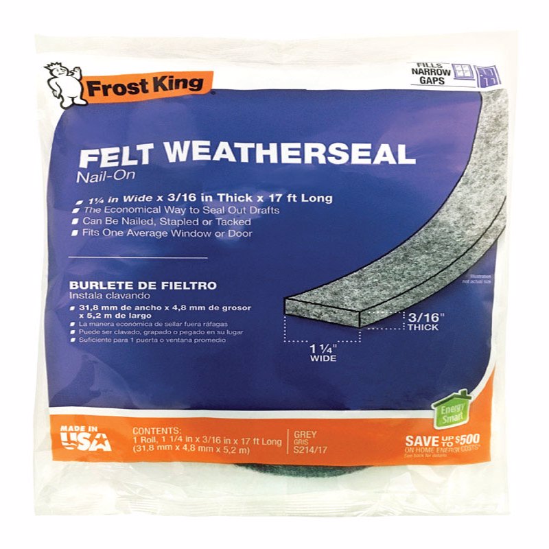 FROST KING - Frost King Gray Felt Weather Seal For Doors and Windows 17 ft. L X 0.19 in. [S214/17H]
