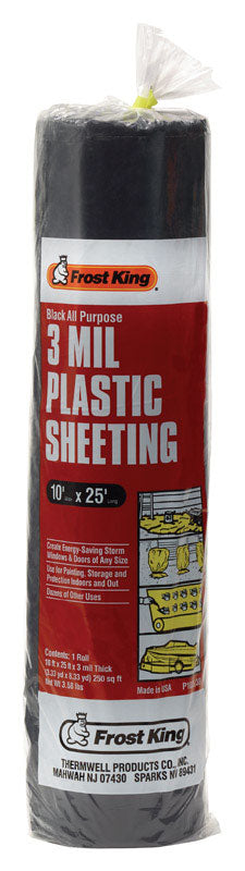 FROST KING - Frost King Plastic Sheeting 3 mil X 10  W X 25 ft. L Plastic Black