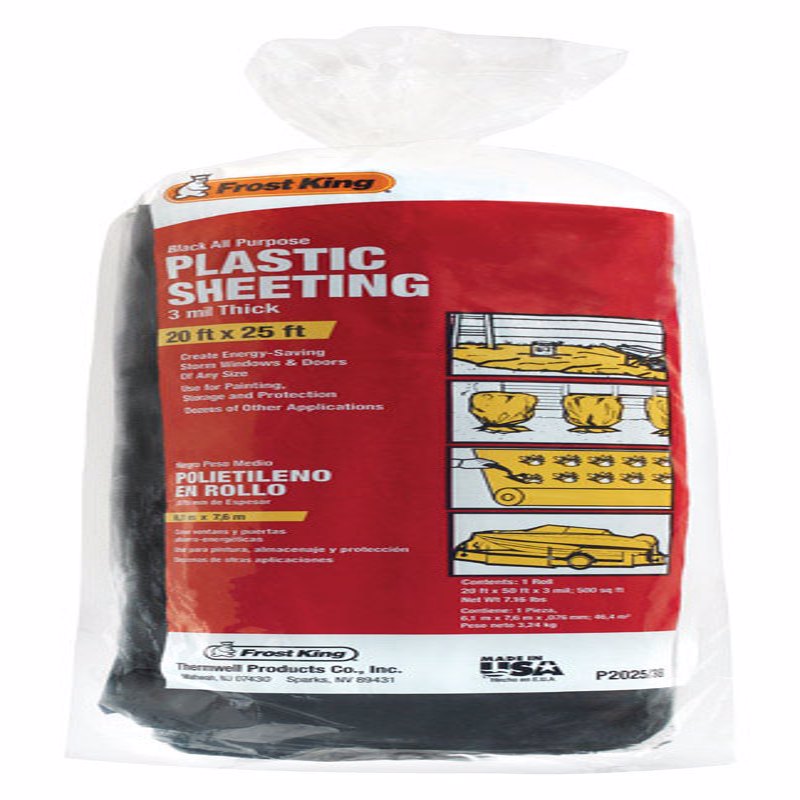 FROST KING - Frost King Plastic Sheeting 3 mil X 20  W X 25 ft. L Plastic Black