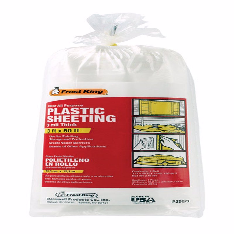 FROST KING - Frost King Plastic Sheeting 3 mil X 3  W X 50 ft. L Plastic Clear