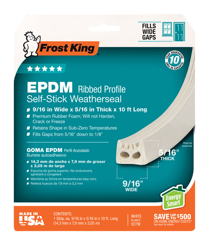FROST KING - Frost King White EPDM Rubber Foam Weather Seal For Doors and Windows 10 ft. L X 0.32 in.