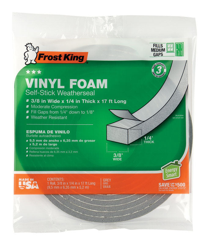 FROST KING - Frost King Gray Vinyl Clad Foam Weather Seal For Doors and Windows 17 ft. L X 0.25 in.