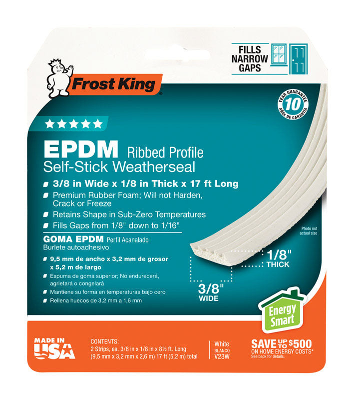 FROST KING - Frost King White EPDM Rubber Foam Weather Seal For Doors and Windows 17 ft. L X 0.13 in.