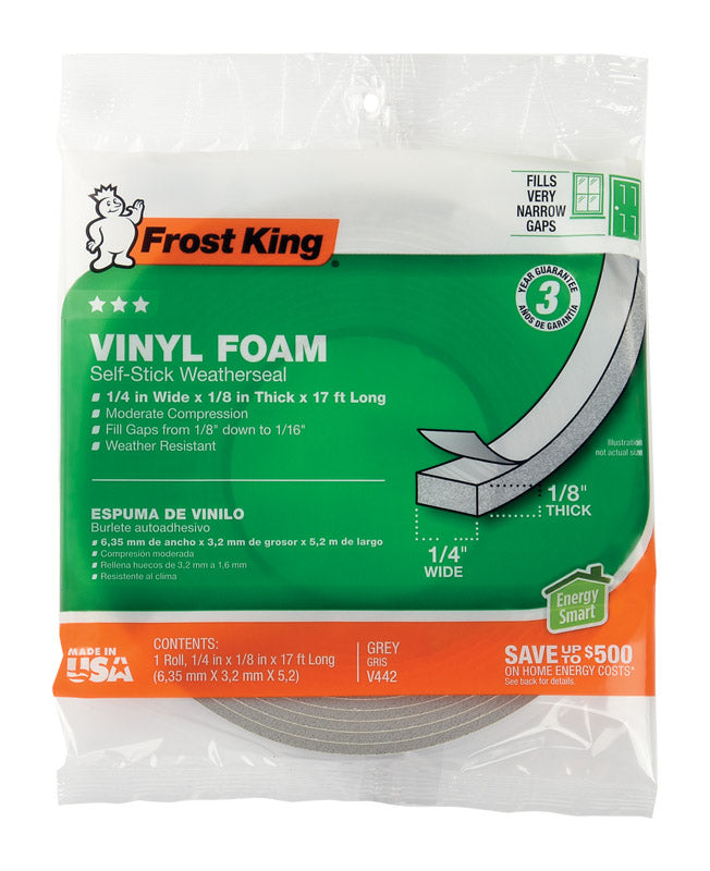 FROST KING - Frost King Gray Vinyl Clad Foam Weather Seal For Doors and Windows 17 ft. L X 0.13 in.