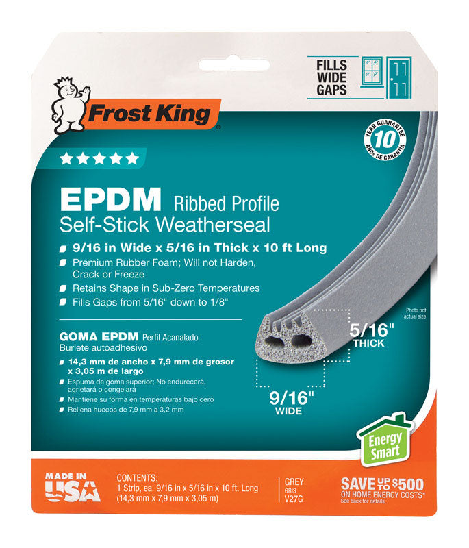 FROST KING - Frost King Gray EPDM Rubber Foam Weather Seal For Doors and Windows 10 ft. L X 0.32 in.