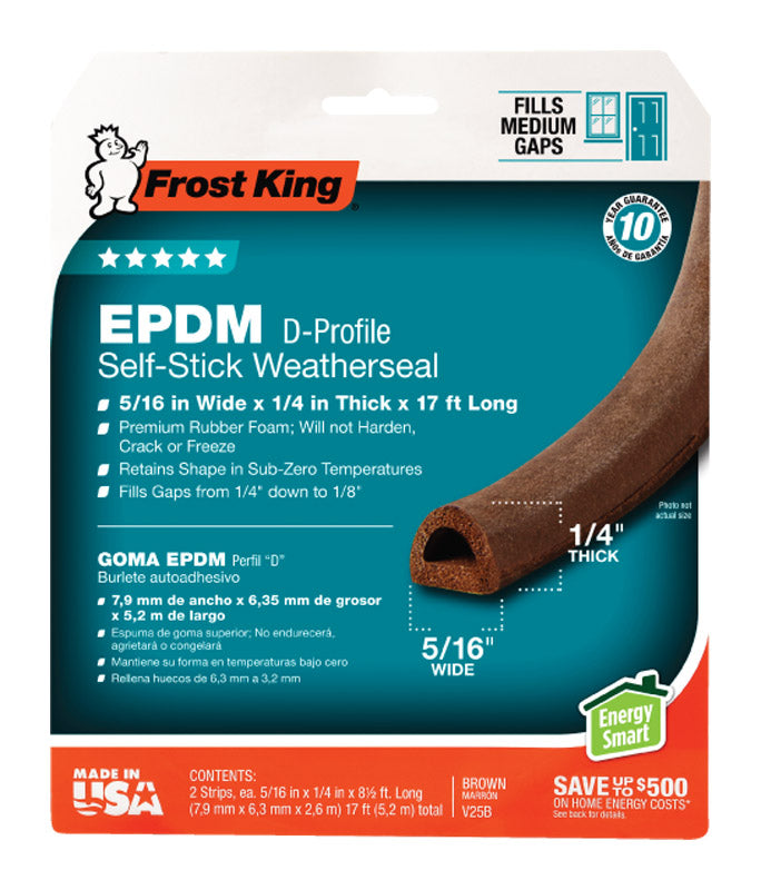 FROST KING - Frost King Brown EPDM Rubber Foam Weather Seal For Doors and Windows 17 ft. L X 0.25 in.
