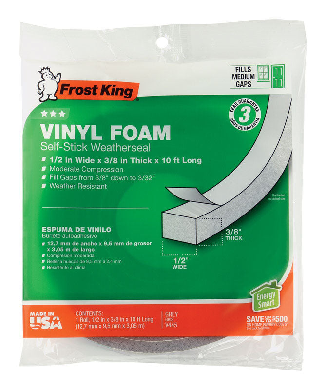 FROST KING - Frost King Gray Vinyl Clad Foam Weather Seal For Doors and Windows 10 ft. L X 0.38 in.