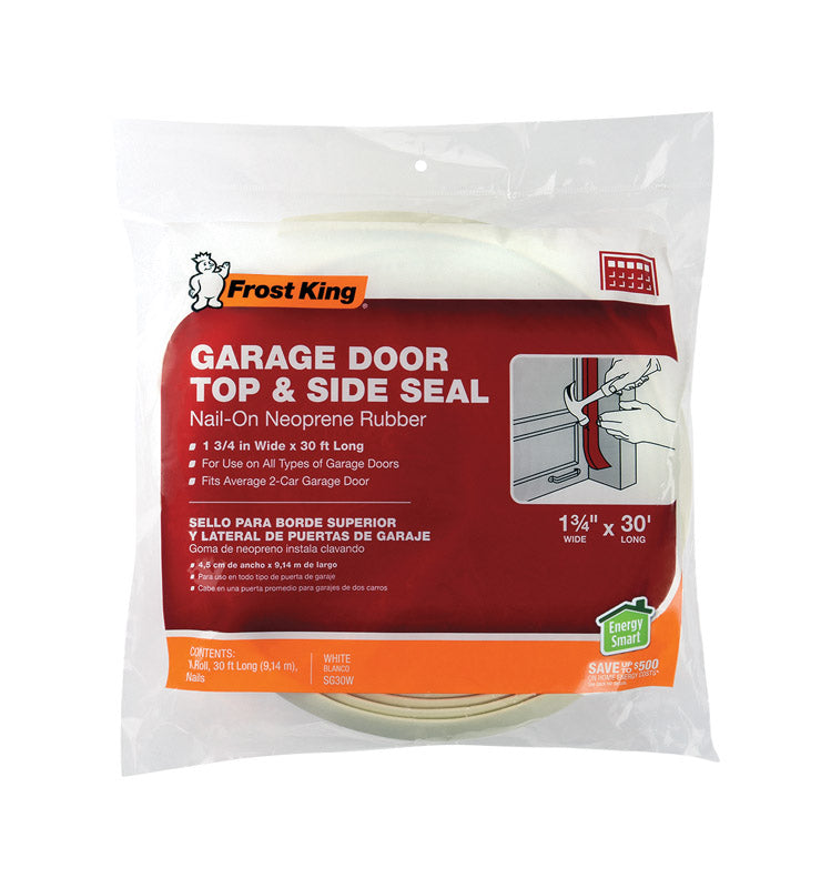 FROST KING - Frost King White Vinyl Weather Seal For Garage Doors 30 ft. L X 1.75 in.