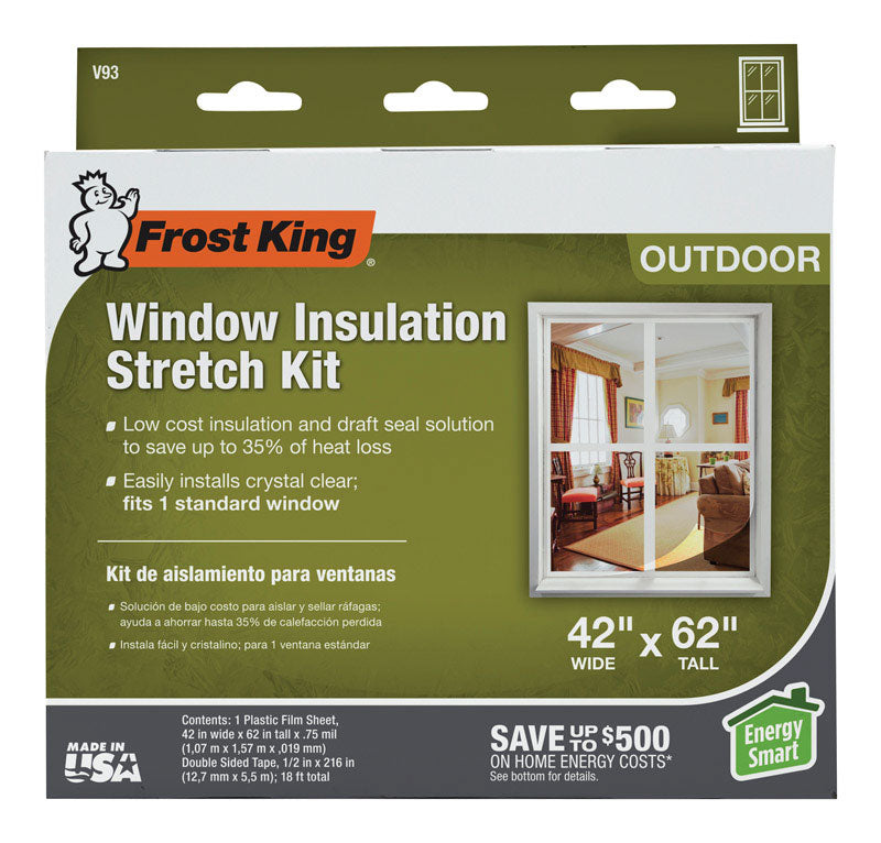 FROST KING - Frost King Clear Stretch Outdoor Window Film Insulator Kit 42 in. W X 62 in. L