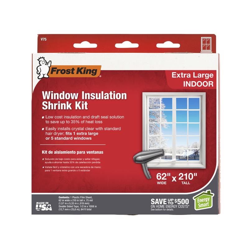 FROST KING - Frost King Clear Shrink Indoor Window Film Insulator Kit 62 in. W X 210 in. L
