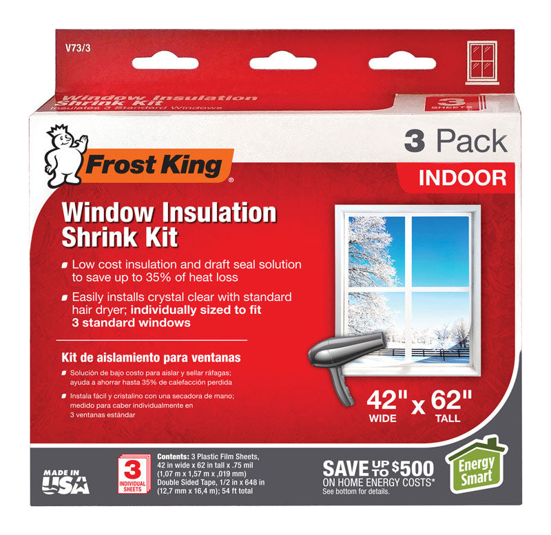 FROST KING - Frost King Clear Shrink Indoor Window Film Insulator Kit 42 in. W X 62 in. L [V73/3H]