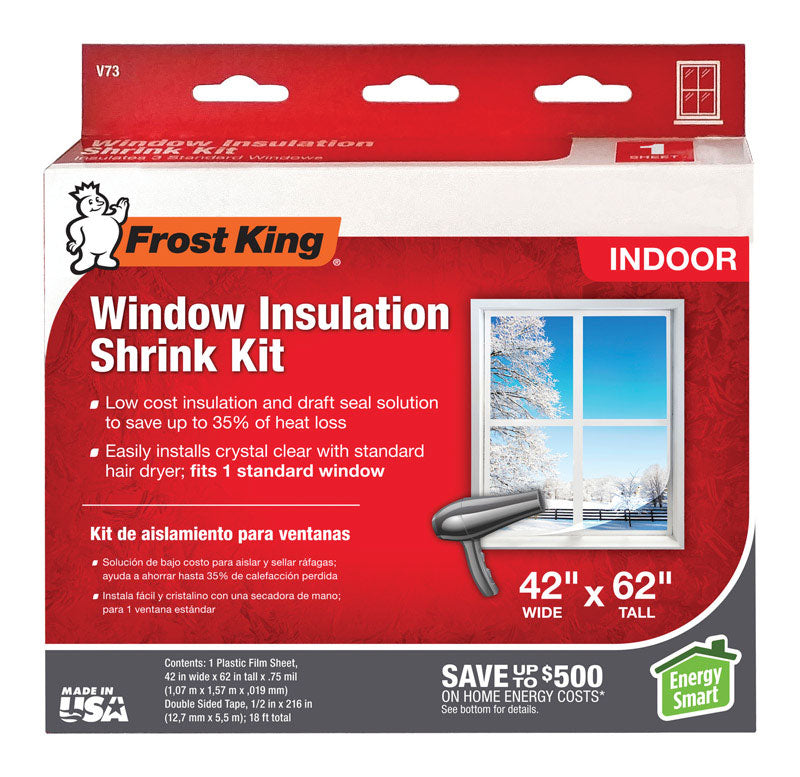 FROST KING - Frost King Clear Shrink Indoor Window Film Insulator Kit 42 in. W X 62 in. L [V73H]