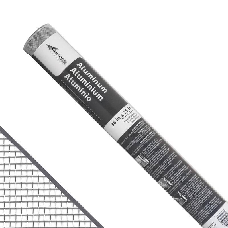 SAINT-GOBAIN ADFORS - Saint-Gobain ADFORS 36 in. W X 25 ft. L Gray Aluminum Insect Screen Cloth