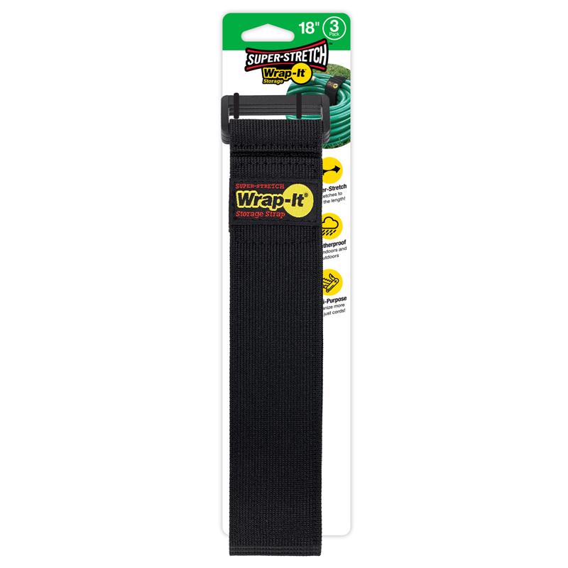 WRAP-IT - Wrap-It Super-Stretch 2 in. W X 18 in. L Black Stretch Storage Straps 10 lb 3 pk