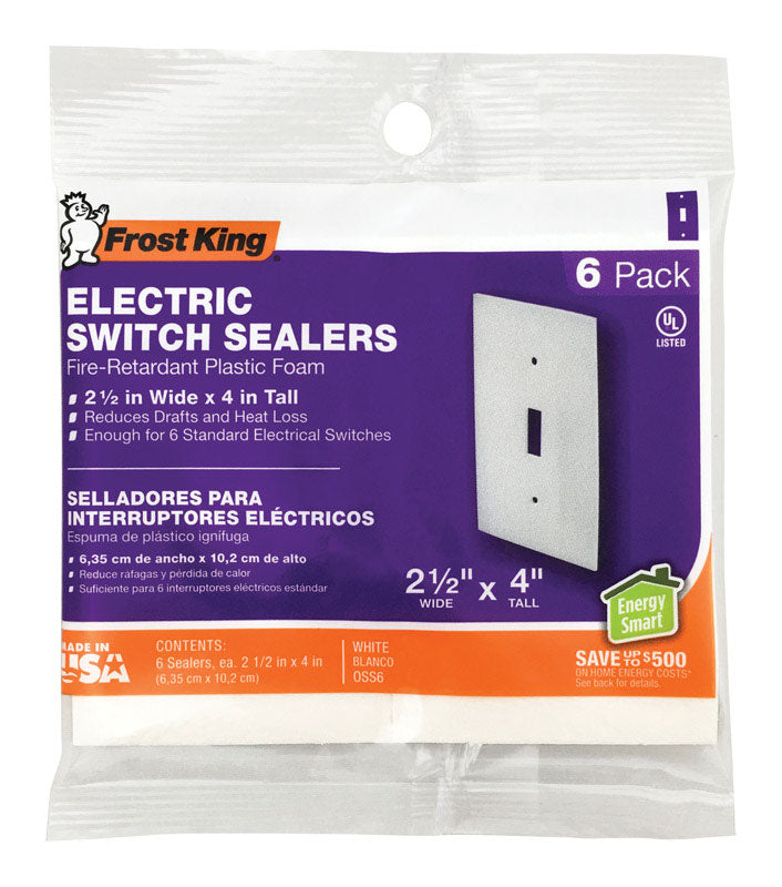 FROST KING - Frost King White 1 gang Plastic Toggle Wall Plate Sealers 6 pk