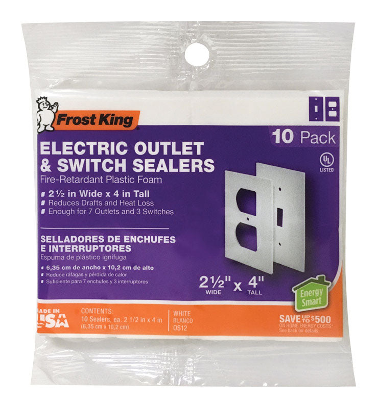 FROST KING - Frost King White 1 gang Plastic Toggle Wall Plate Sealers 10 pk