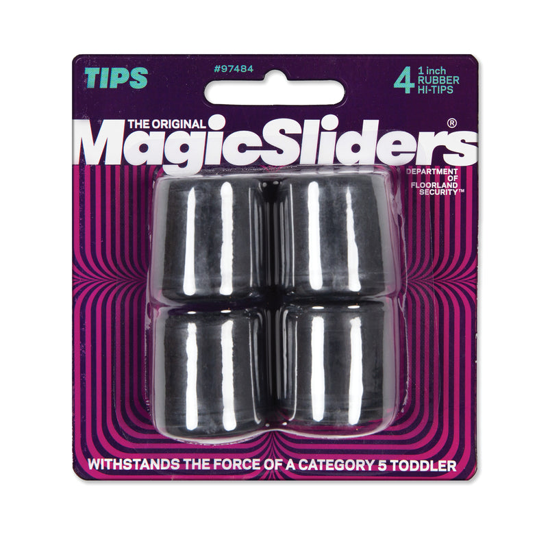 MAGIC SLIDERS - Magic Sliders Rubber Leg Tip Black Round 1 in. W 4 pk