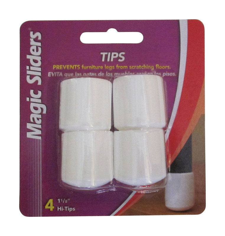 MAGIC SLIDERS - Magic Sliders Rubber Leg Tip White Round 1-1/8 in. W 4 pk [94500]