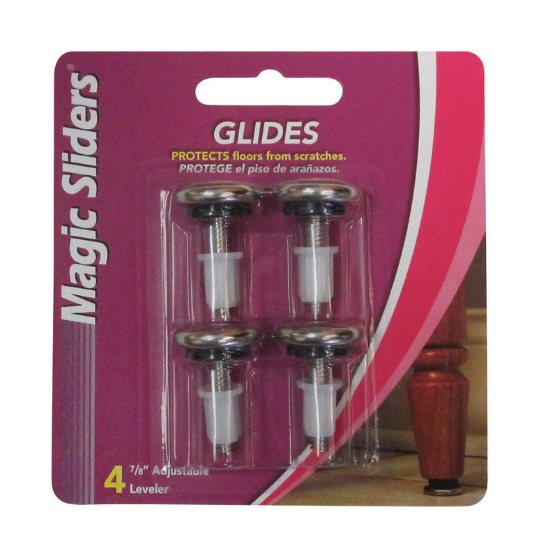 MAGIC SLIDERS - Magic Sliders Silver Steel Adjustable Leveling Glide 4 pk