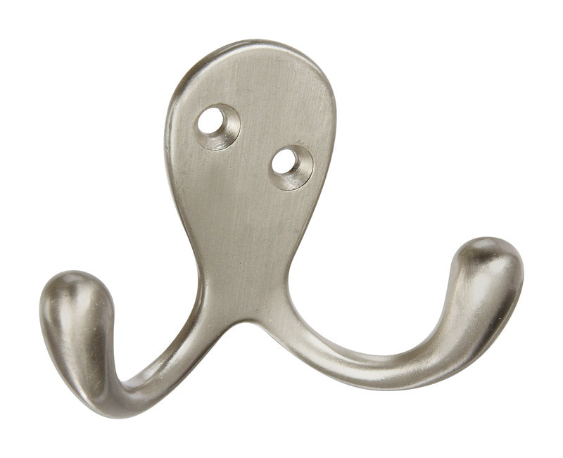 NATIONAL HARDWARE - National Hardware Satin Nickel Silver Zinc 3 in. L Double Hook 1 pk