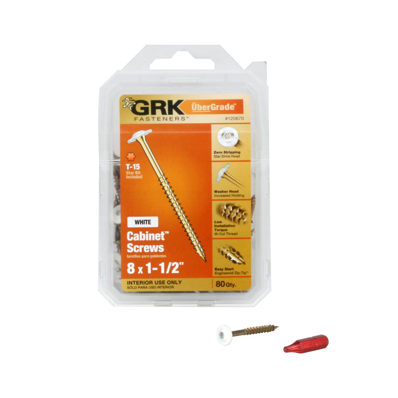 ITW - GRK Fasteners No. 8 X 1-1/2 in. L Star Coated Cabinet Screws 80 pk