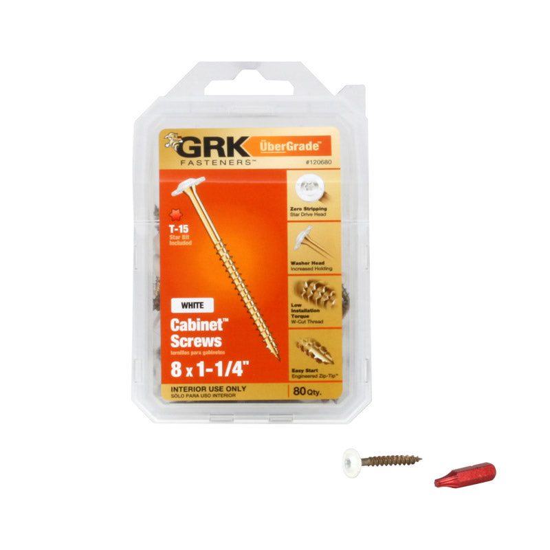 ITW - GRK Fasteners No. 8 X 1-1/4 in. L Star Coated Cabinet Screws 80 pk