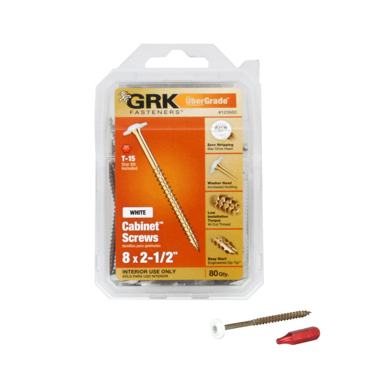 ITW - GRK Fasteners No. 8 X 2-1/2 in. L Star Coated Cabinet Screws 80 pk