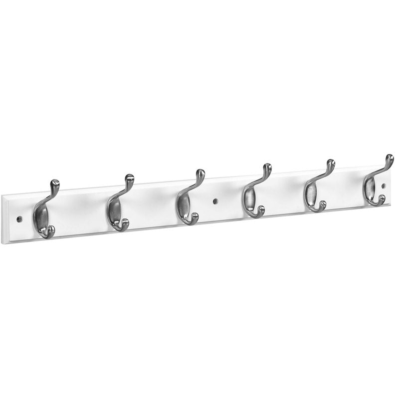 NATIONAL HARDWARE - National Hardware 27 in. L Satin Nickel White Wood Satin Nickel and White Hook Rack 1 pk - Case of 4