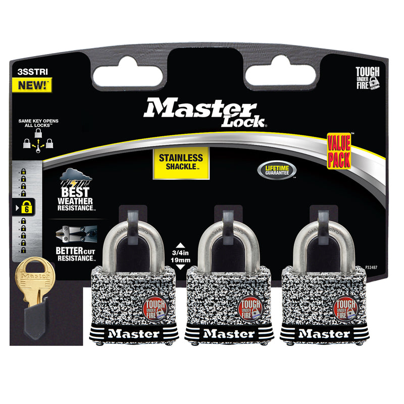 MASTER LOCK - Master Lock 1-9/16 in. W Laminated Steel 4-Pin Tumbler Padlock Keyed Alike