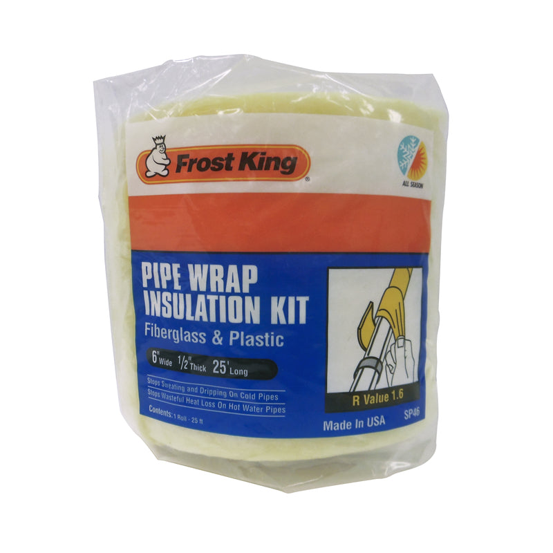 FROST KING - Frost King 6 in. W X 25 ft. L 1.6 Unfaced Fiberglass Pipe Insulation Wrap Roll 12.5 sq ft