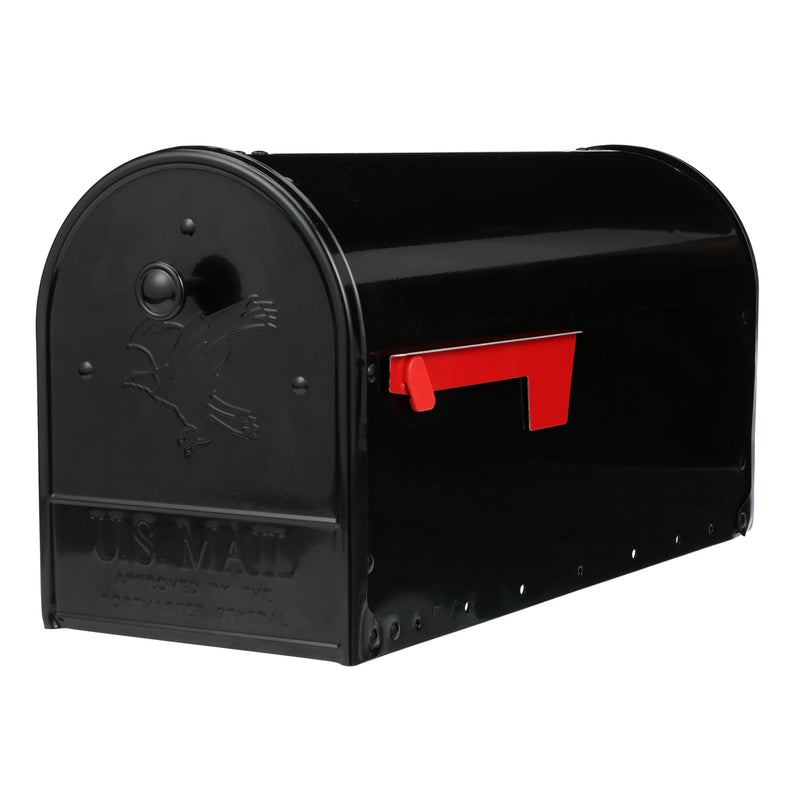 GIBRALTAR MAILBOXES - Gibraltar Mailboxes Outback Classic Galvanized Steel Post Mount Black Double Door Mailbox